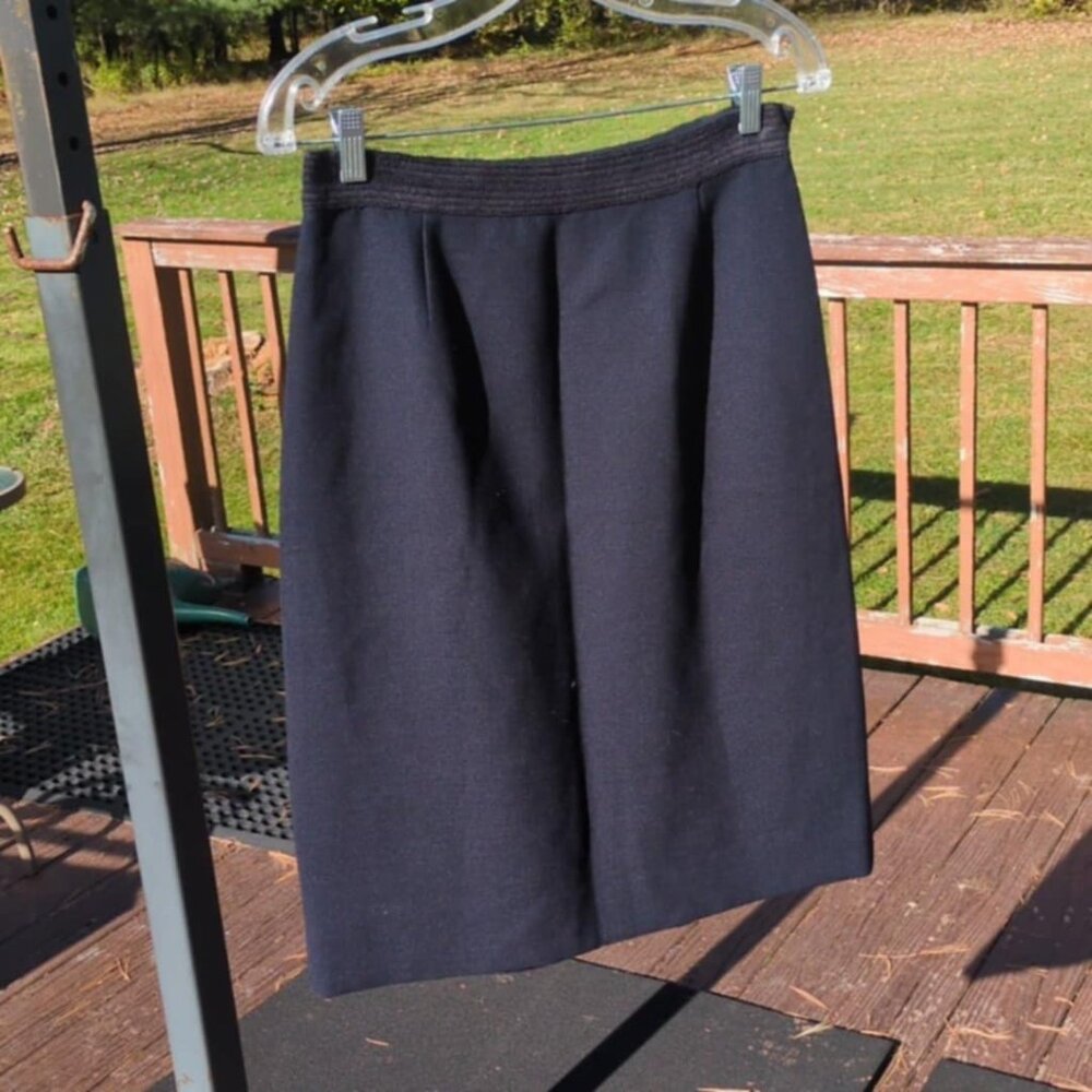 Tory Burch Navy Wool Pencil Skirt Sz 8 Print Lining Wardrobe Staple Basic Caree